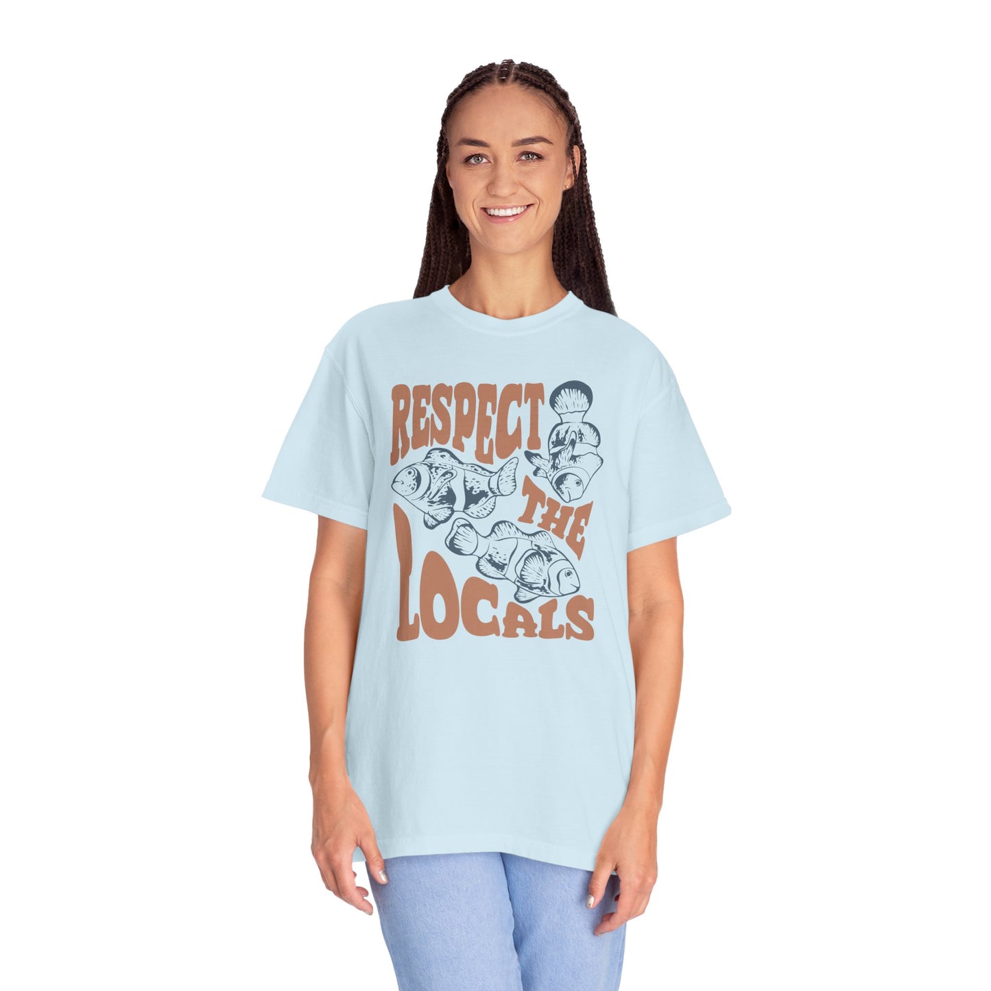 Clown Fish, Respect The Locals -  Graphic Unisex Garment-Dyed T-shirt