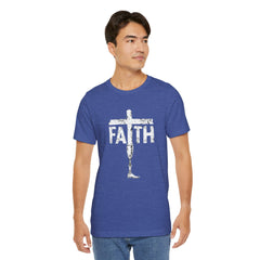 Faith Cross Prosthetic Leg T‑Shirt — Amputee Inspirational Christian Tee