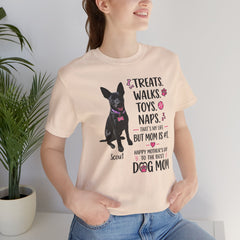 Personalized Your Dog and its name Mother's Day T-Shirt — 'Treats. Walks. Toys. Naps.