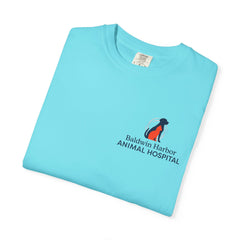 Front Logo Back Graphic Baldwin Harbor Animal Hospital "Who Let the Dogs Out?" Graphic Tee