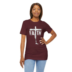 Faith Cross Prosthetic Leg T‑Shirt — Amputee Inspirational Christian Tee