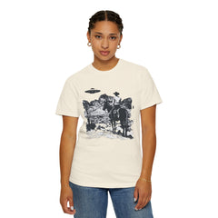 UFO Meets Cowboy Vintage Graphic T-Shirt — Retro Western Alien Tee