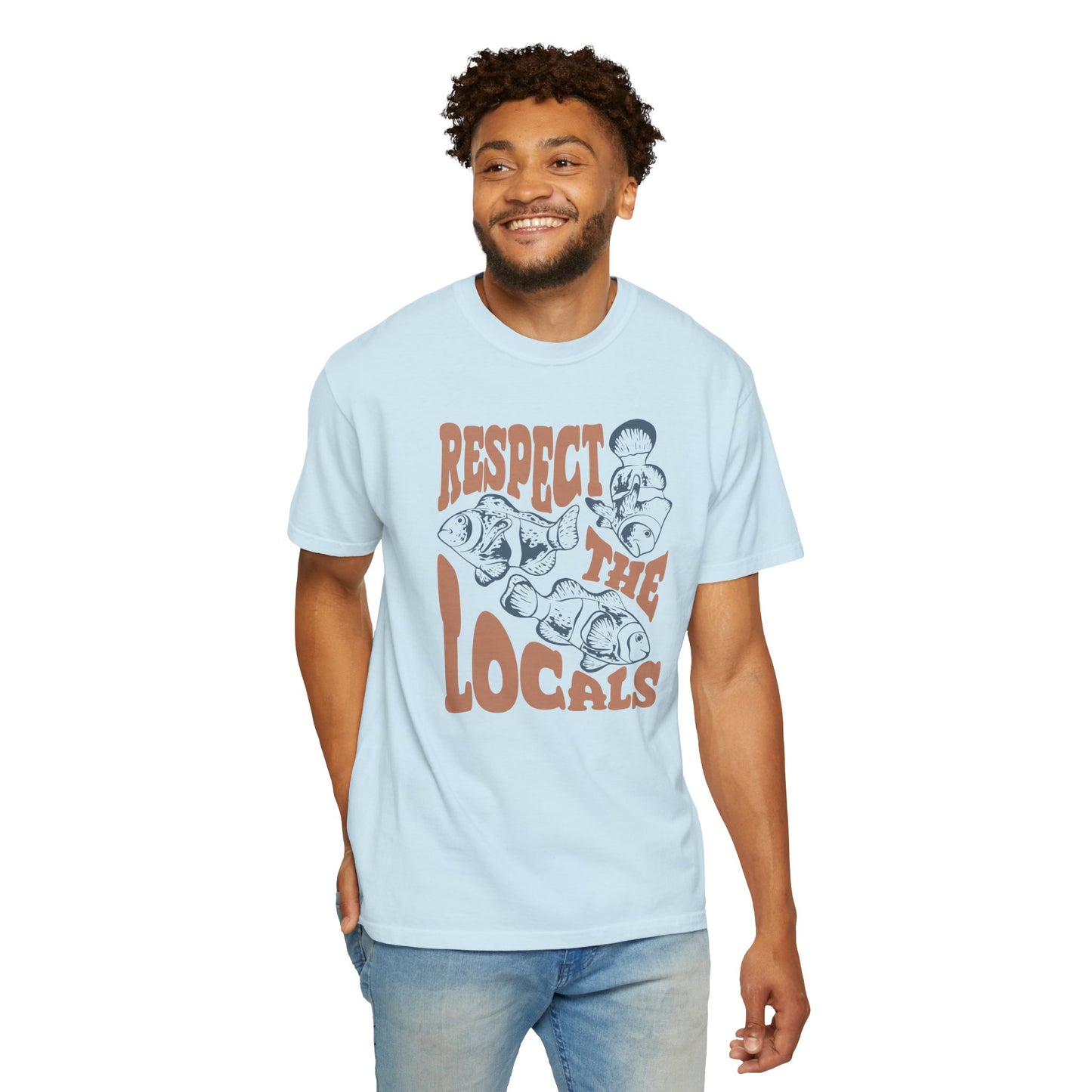 Clown Fish, Respect The Locals -  Graphic Unisex Garment-Dyed T-shirt