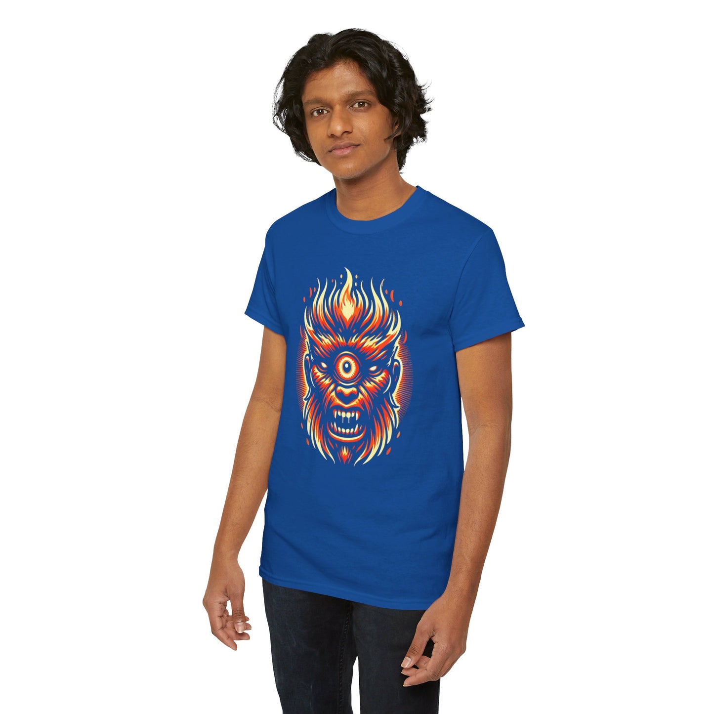 Flaming Fire Cyclops - Graphic Unisex Heavy Cotton Tee