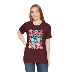 Summer Vibes Tee — Pastel Seashell Bow Beach T-Shirt