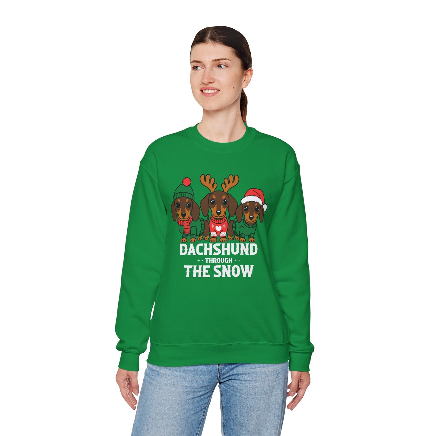 Dachshund Through The Snow - Unisex Heavy Blend™ Crewneck Sweatshirt