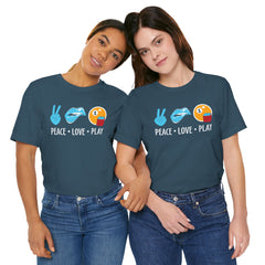 PEACE LOVE play BILLARD - Graphic Unisex Jersey Short Sleeve Tee