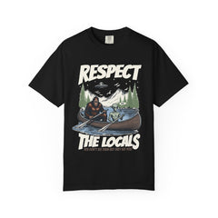 Bigfoot and Alien Outdoor Canoe Adventure - Respect The Locals T-Shirt
