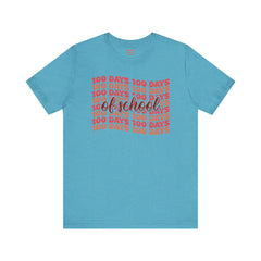 100 Days of School - Unisex Short Sleeve Tee | Elementary School Holiday, Teacher Apparel, Kids Motivation, Days Checked Off