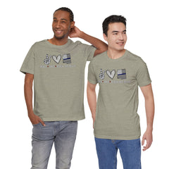 Peace Love Back The Blue in Alaska, Graphic Unisex Short Sleeve Tee