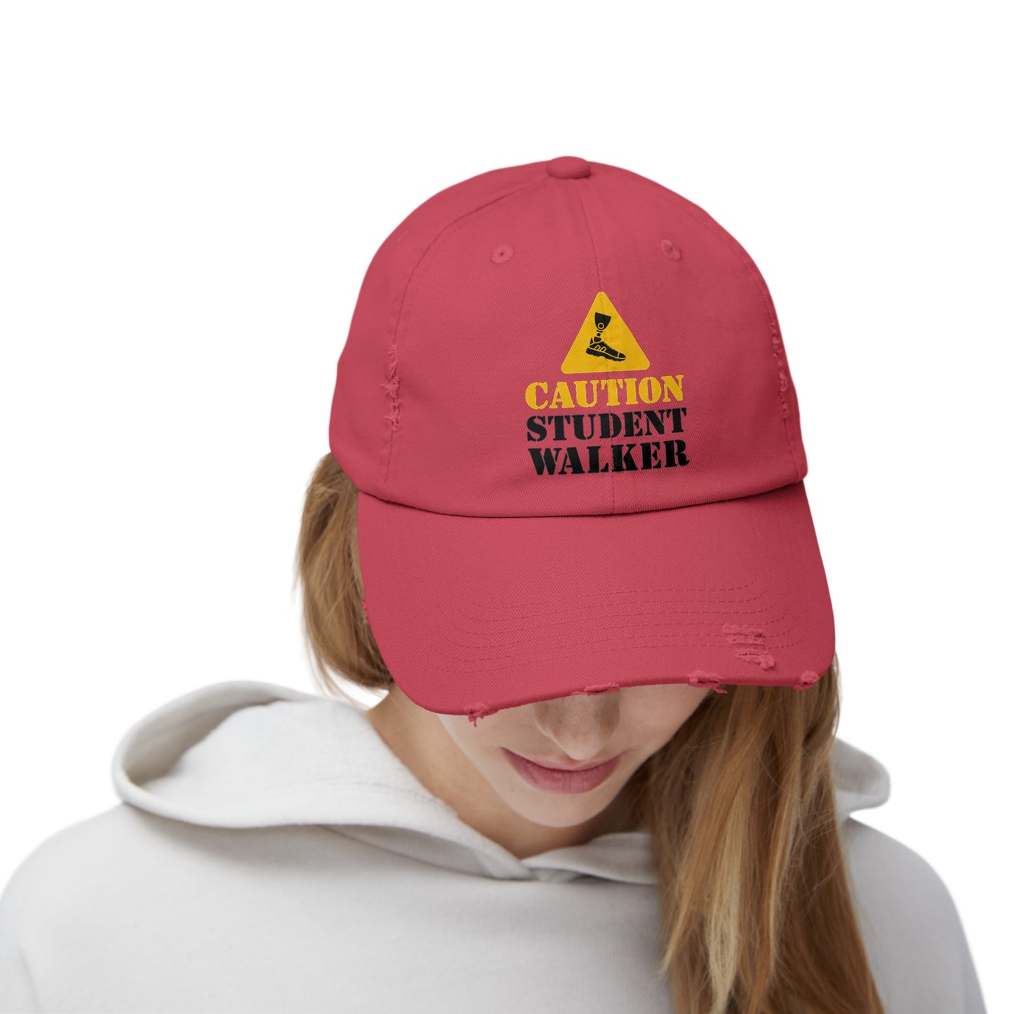 Amputee humor cap, Caution Student Walker graphic, distressed hat, amputee awareness gift, funny amputee gift, recovery encouragement gift