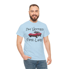 Red Corvette Summer Unisex Tee - I'm Vetted For Life Front and Back Image T Shirt