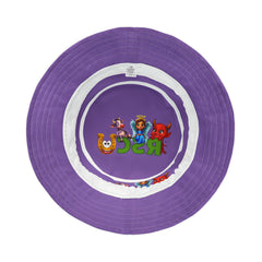 Unisex Bucket Hat - Russell Sage College Mascot Characters Purple Cow, Red Devil, Golden Horseshoe, Blue Angel