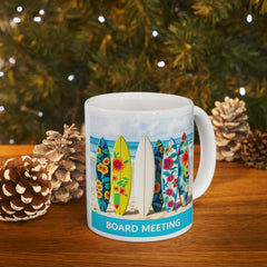 Surfboard meeting Floral Ceramic Mug - Beach Vibes for Coffee Lovers