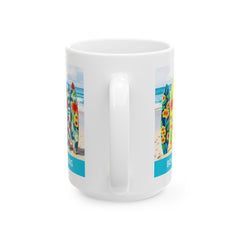 Surfboard meeting Floral Ceramic Mug - Beach Vibes for Coffee Lovers