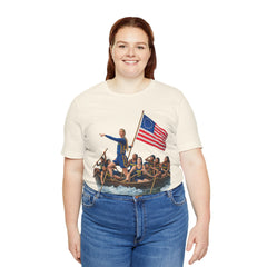 Historical Fever Patriot T‑Shirt — Revolutionary Flag Rowboat Design