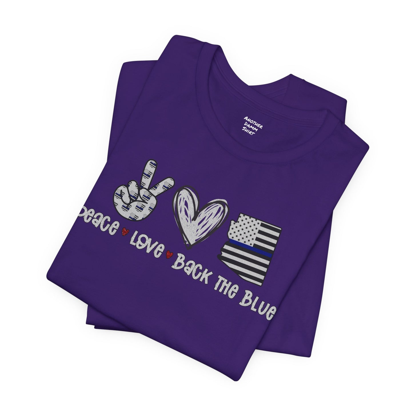 Peace Love Back The Blue in Arizona, Graphic Unisex Short Sleeve Tee