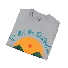 Its Not The Destination Its The Journey Retro Sunset Unisex Softstyle T-Shirt  A unique motivational expression of setting goals