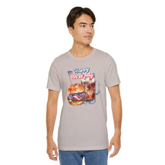Happy 4th Of July Burger and Mug Graphic, Unisex Jersey Short Sleeve Tee