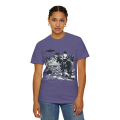 UFO Meets Cowboy Unisex Garment Shirt -Dyed  T Shirt