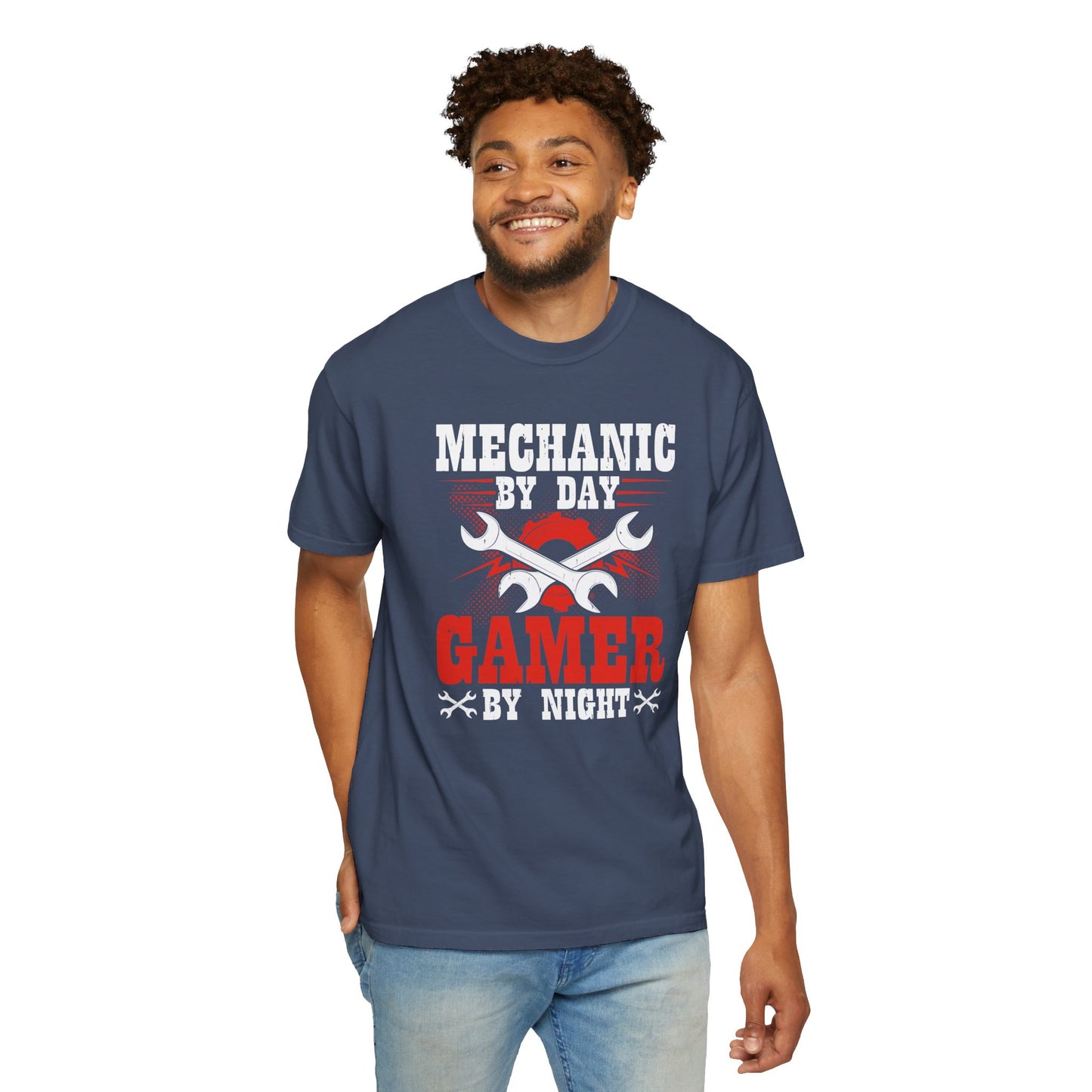 Mechanic By Day Gamer By Night, Comfort Colors Unisex Relaxed Fit T Shirt