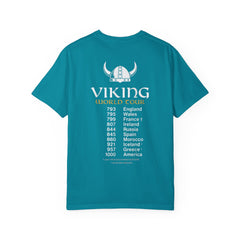 Viking World Tour T-Shirt, Garment-Dyed Apparel, Unisex Graphic Tee, Norse Mythology Gift, Festival Attire, Casual Wear