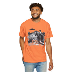 UFO Meets Cowboy Vintage Graphic T-Shirt — Retro Western Alien Tee