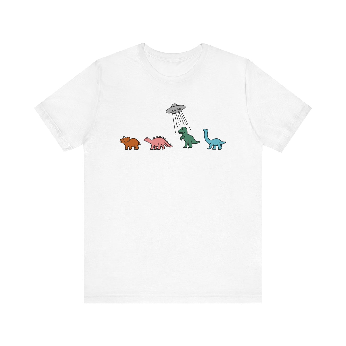 UFO and Dinosaurs Retro Unisex Jersey Short Sleeve Tee