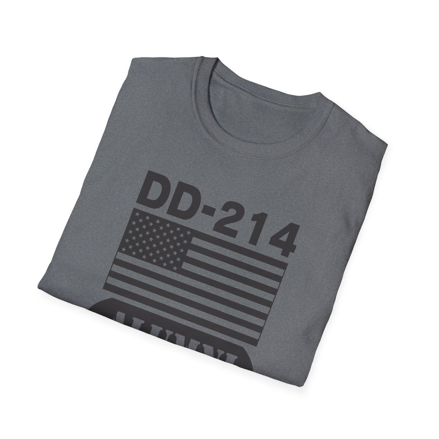 DD-214 Alumni with American Flag  Unisex Softstyle T-Shirt