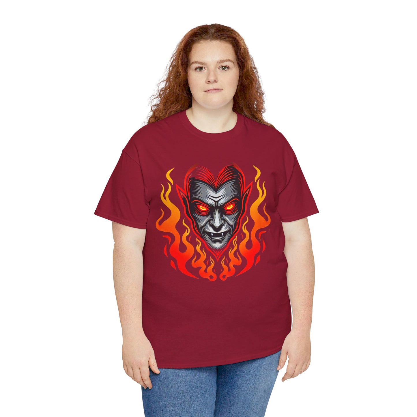 Flaming Fire Vampire - Graphic Unisex Heavy Cotton Tee