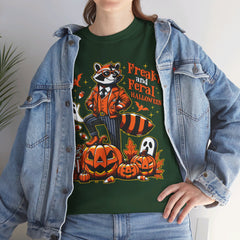 Freaky And Feral Halloween Raccoon! Graphic Unisex Heavy Cotton Tee