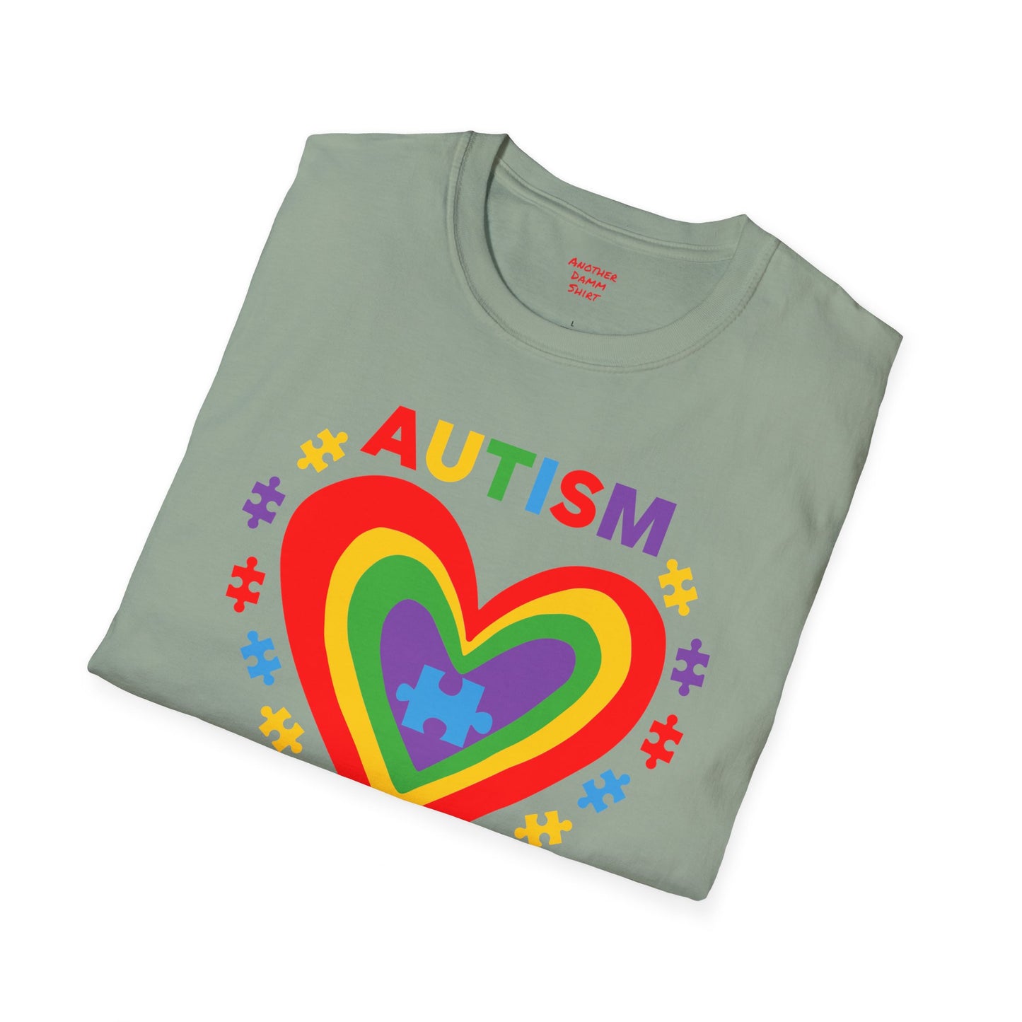 Autism awareness tee, softstyle tee, unisex autism shirt, heart graphic tee, shirt for autism, support autism shirt, gift for autistic child