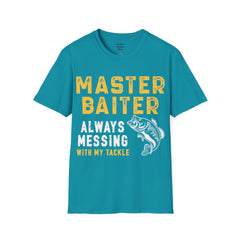 Master Baiter Always Messing With My Tackle Unisex Softstyle T-Shirt  A unique gift for those who love to fish or bait.