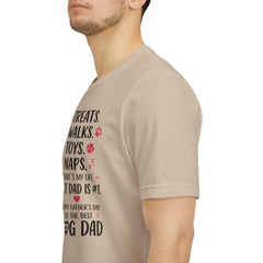 Personalized Dog Dad T‑Shirt — "Treats. Walks. Toys. Naps." Father's Day Gift