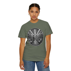 Don;t Stop Believing Subway Reflection T-Shirt — Vintage Black & White Urban Photo Tee