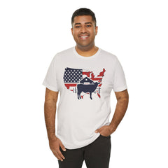 Red White and Blue Farmer Graphic, Unisex Jersey Short Sleeve Tee