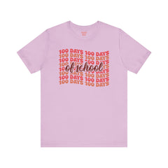 100 Days of School - Unisex Short Sleeve Tee | Elementary School Holiday, Teacher Apparel, Kids Motivation, Days Checked Off