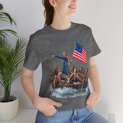 Historical Fever Patriot T‑Shirt — Revolutionary Flag Rowboat Design