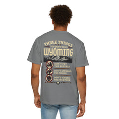 Wyoming Funny Roadtrip T-Shirt — "Three Things You Don’t Do in Wyoming" Adventure Tee