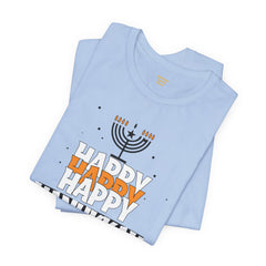 Happy Hanukkah Menorah - Unisex Jersey Short Sleeve Tee