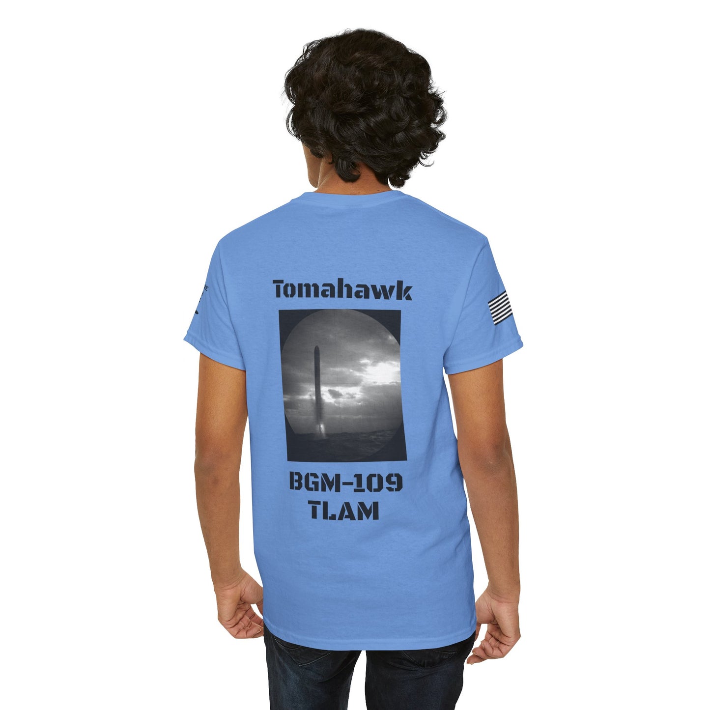 USN Periscope view, Submarine Launched Tomahawk Missile with Dolphins Unisex Jersey Short Sleeve Tee