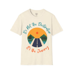 Its Not The Destination Its The Journey Retro Sunset Unisex Softstyle T-Shirt  A unique motivational expression of setting goals