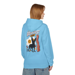 Breakfast Club Hoodie — Cute Black Dog, Bacon & Egg Graphic Pullover