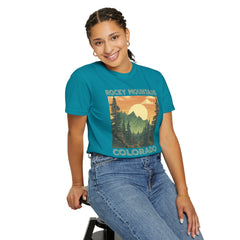 Rocky Mountains Colorado Graphic, Comfort Colors Soft Relaxed Fit Unisex Garment-Dyed T-shirt