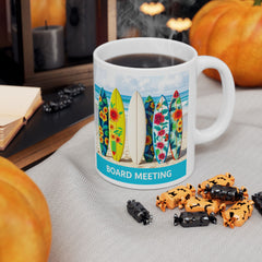 Surfboard meeting Floral Ceramic Mug - Beach Vibes for Coffee Lovers