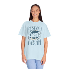Whales, Respect The Ocean -  Graphic Unisex Garment-Dyed T-shirt