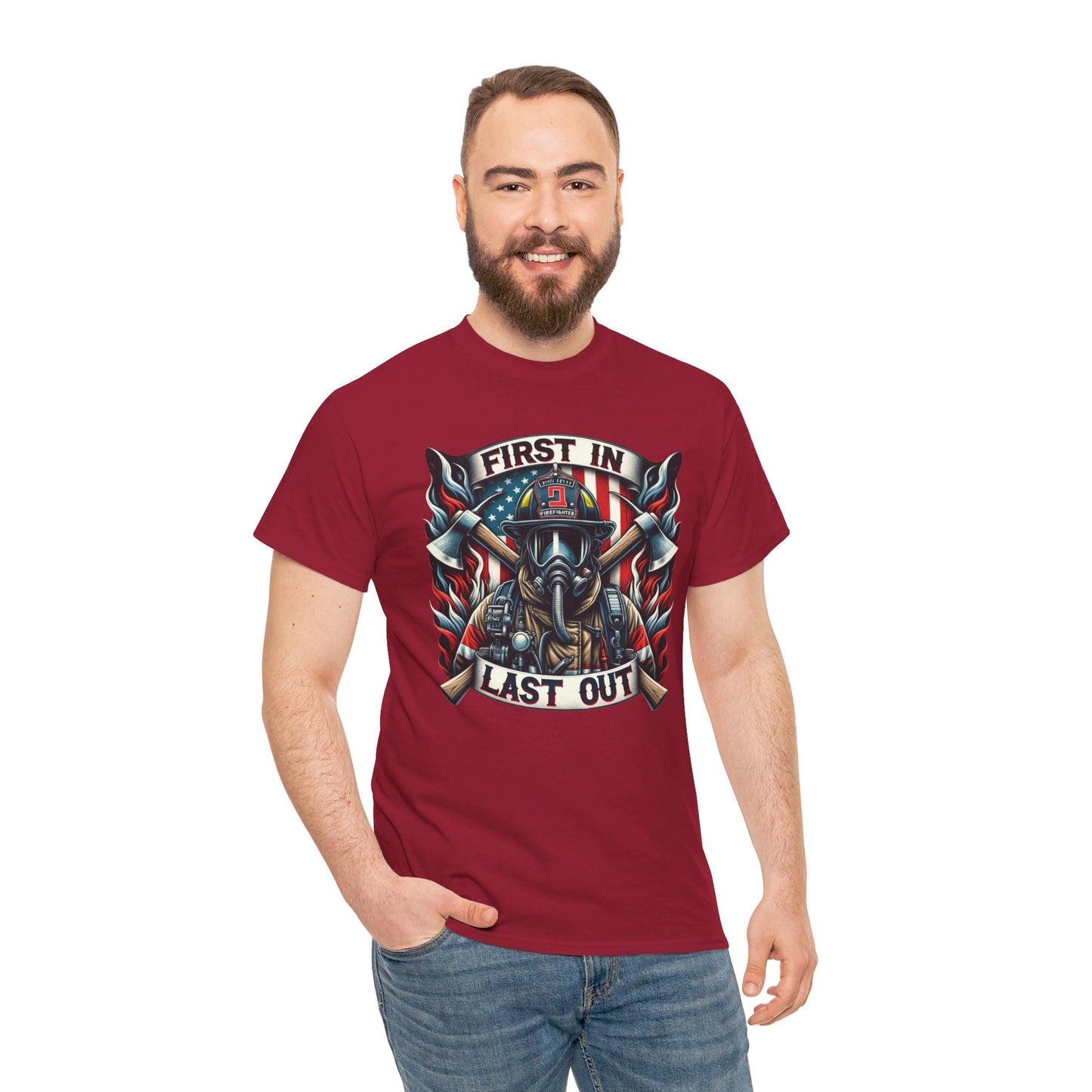 FIREFIGHTER First In Last Out - Unisex Jersey Short Sleeve Tee