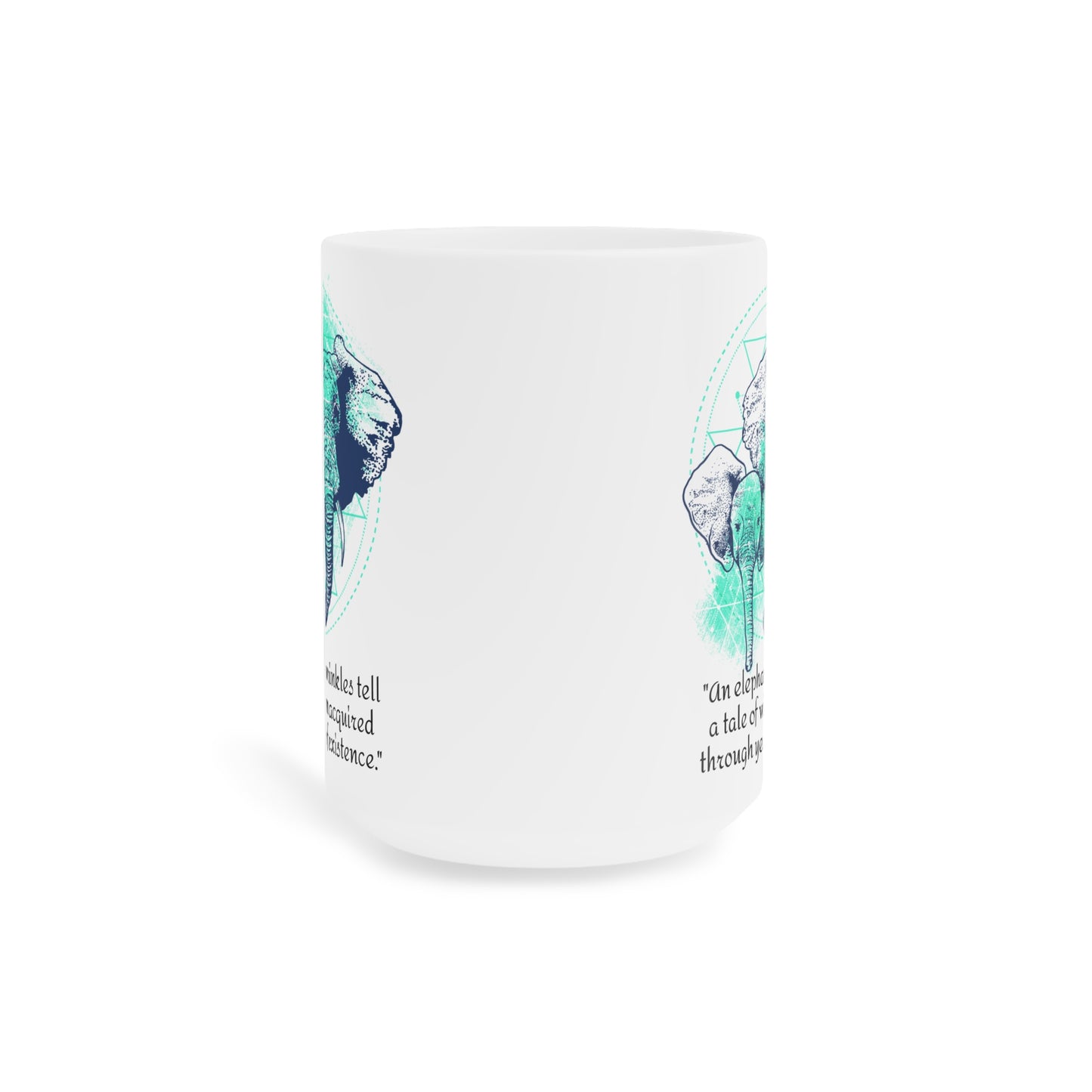 Elephant On Green Graphic Quote Mug