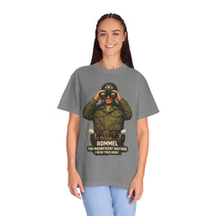 Graphic T-Shirt — Vintage WWII General George Patton Binoculars Design with "Rommel You Magnificent Bastard" Text