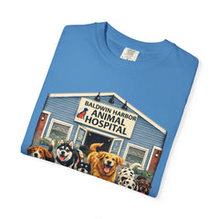 Pitbull Added "Who Let the Dogs Out?" Baldwin Harbor Animal Hospital Cute Vet Clinic T Shirt